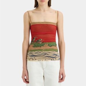Vibrant Red and Green Camisole Top